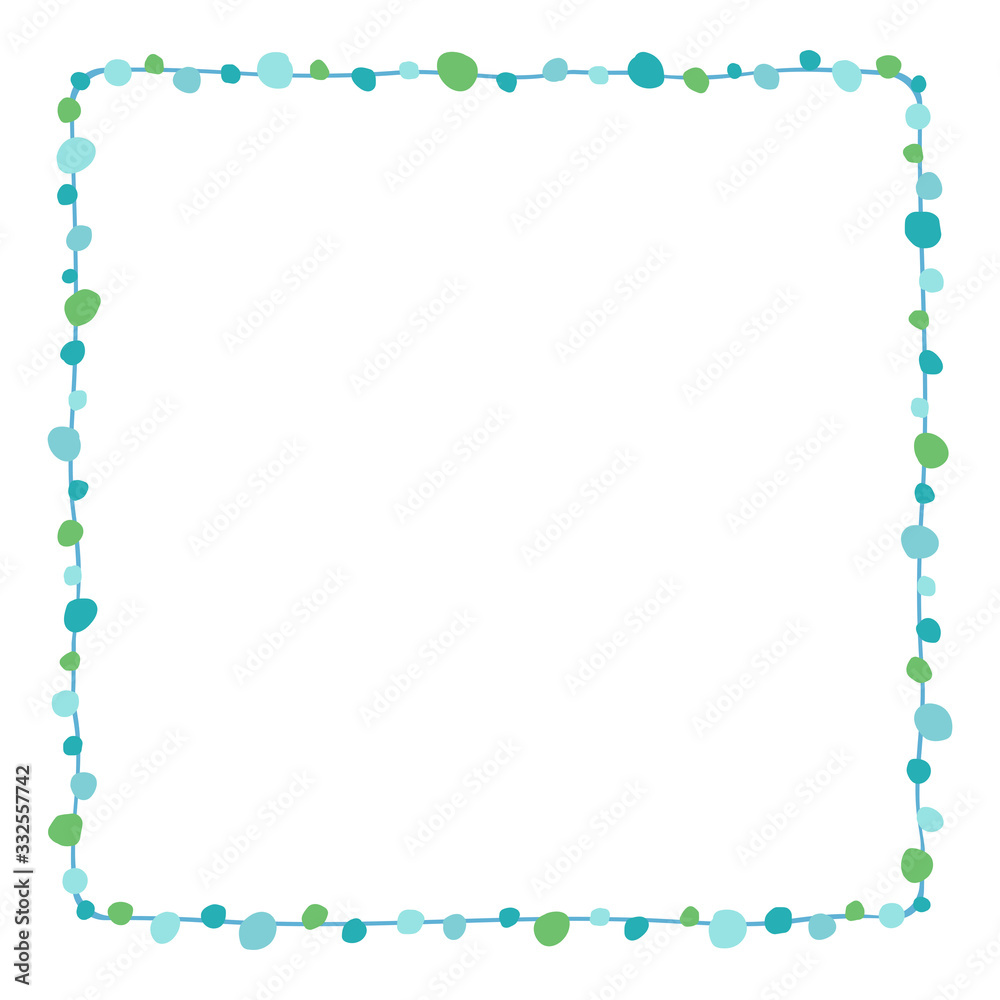 Blue drawing dots border frame on white background Blue drawing dots border frame on white background