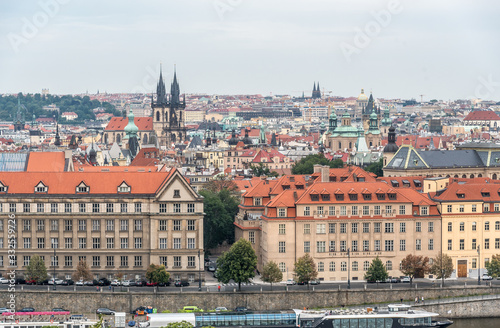 Prague city house roof view