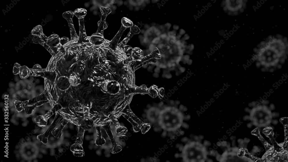 Coronavirus nCoV Virus Seamless Looping Spinning COVID-19 Black