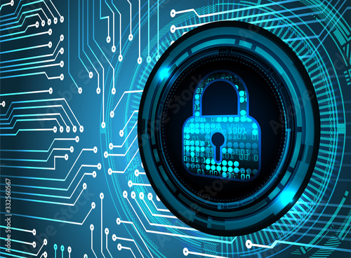 Closed Padlock on digital background, cyber security