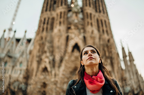 Photography Young woman exploring center of Barcelona,Catalonia,Spain
