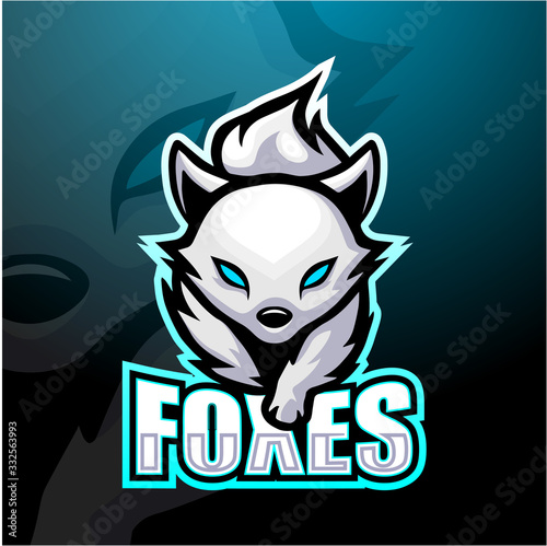 White foxes mascot esport logo design