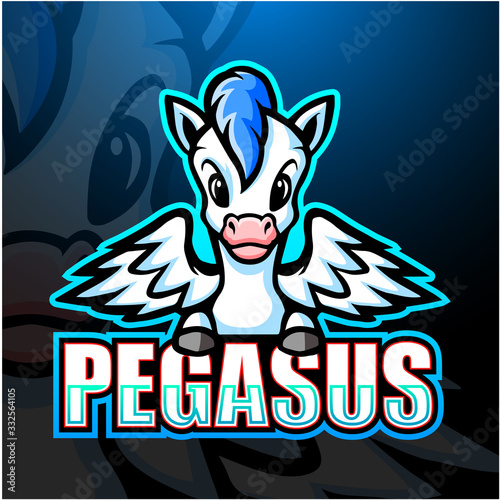 Pegasus mascot esport logo design