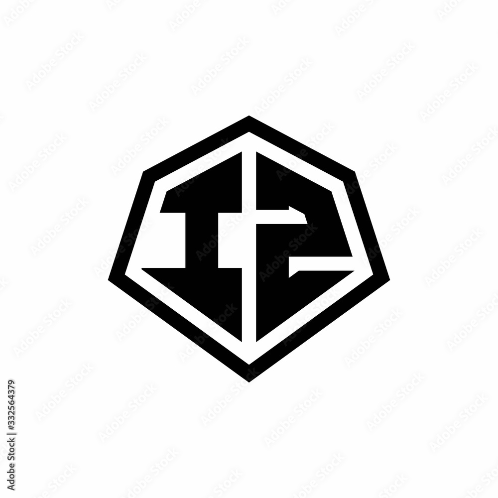 IZ monogram logo with hexagon shape and line rounded style design template IZ monogram logo with hexagon shape and line rounded style design template