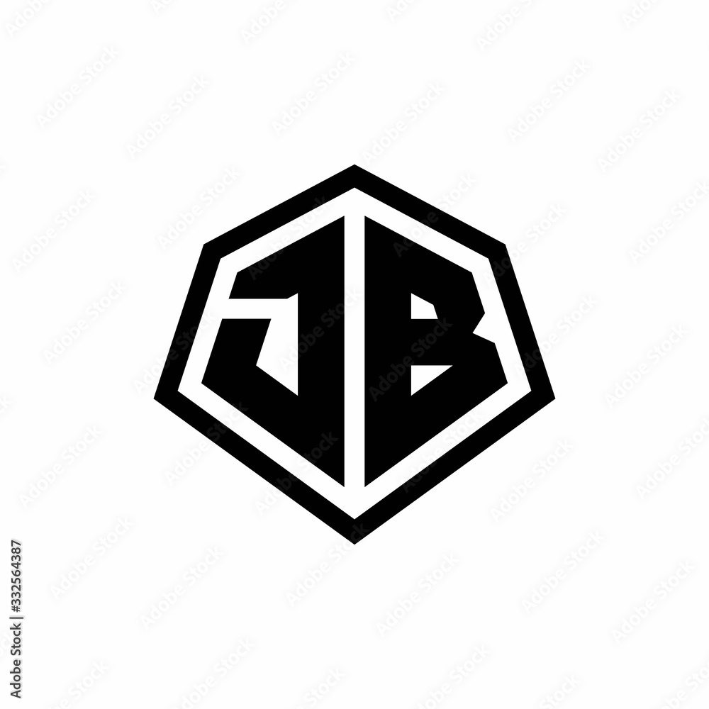 JB monogram logo with hexagon shape and line rounded style design template JB monogram logo with hexagon shape and line rounded style design template
