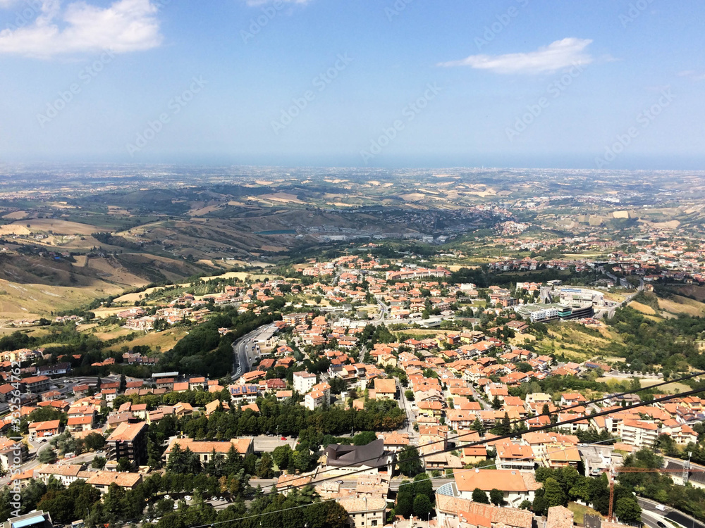 Aerial view of San Marino on Assisi Italy