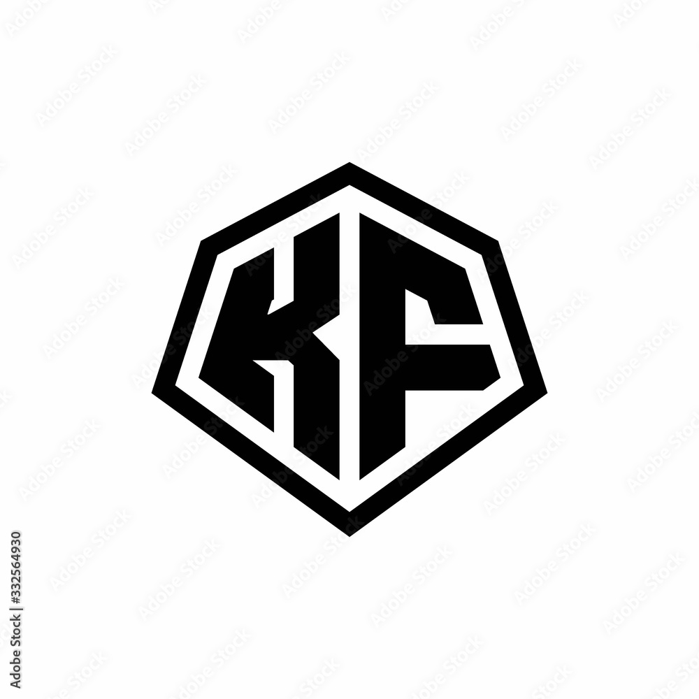 KF monogram logo with hexagon shape and line rounded style design template KF monogram logo with hexagon shape and line rounded style design template