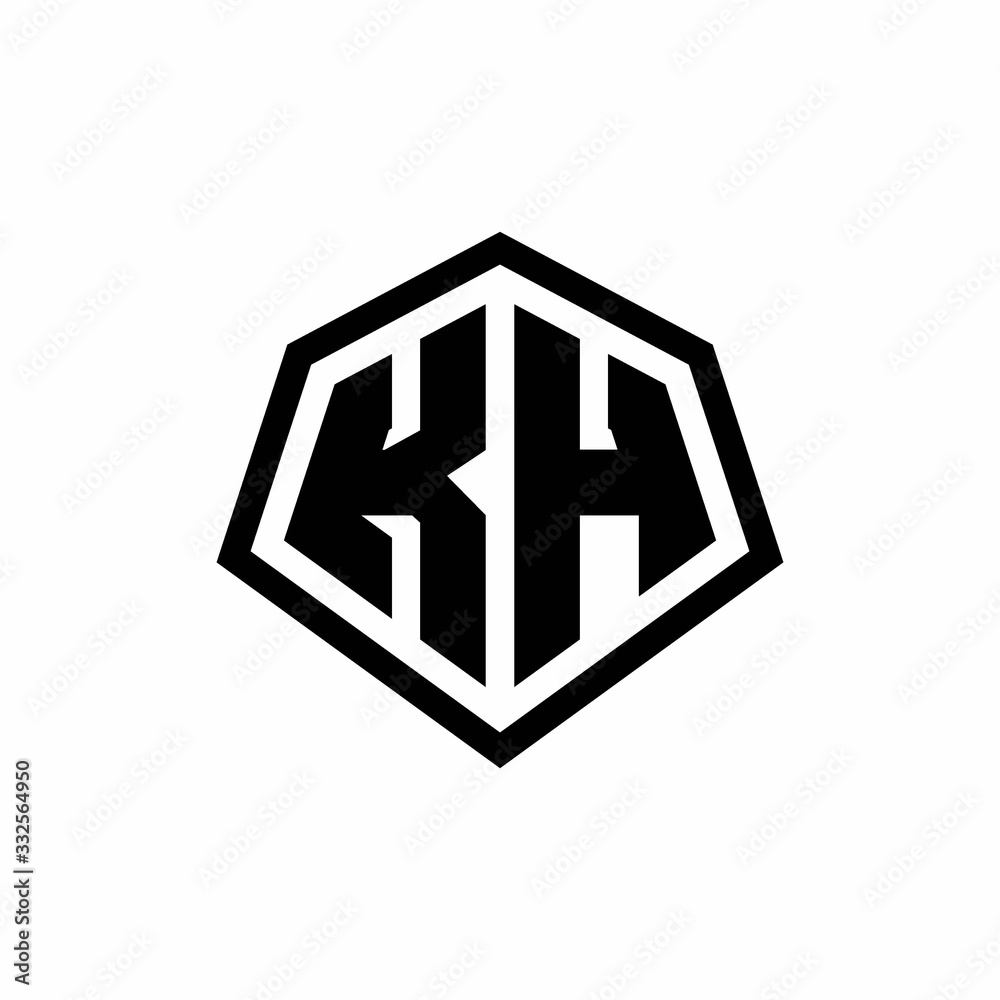 KH monogram logo with hexagon shape and line rounded style design template KH monogram logo with hexagon shape and line rounded style design template