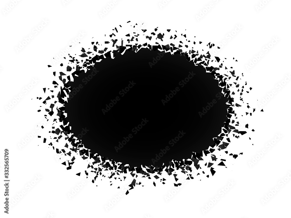 exploding ellipse with debris. Isolated black circle on white background. Concept, template for sale. 3d effect of particles. Vector illustration EPS 10 exploding ellipse with debris. Isolated black circle on white background. Concept, template for sale. 3d effect of particles. Vector illustration EPS 10