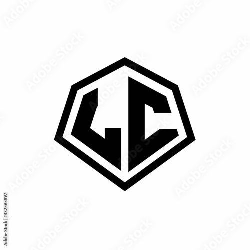 Free Download LC monogram logo with hexagon shape and line rounded style design template - GFXLoad