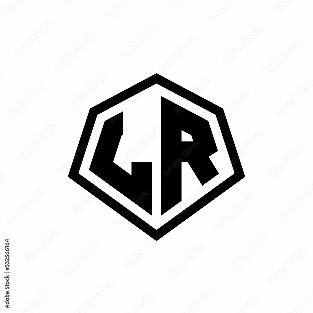LR monogram logo with hexagon shape and line rounded style design template LR monogram logo with hexagon shape and line rounded style design template