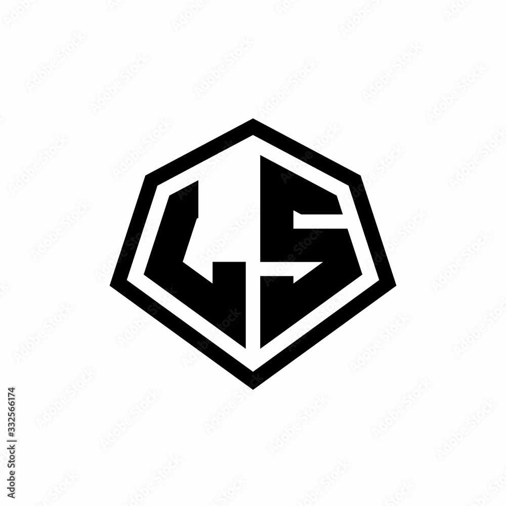 LS monogram logo with hexagon shape and line rounded style design template LS monogram logo with hexagon shape and line rounded style design template