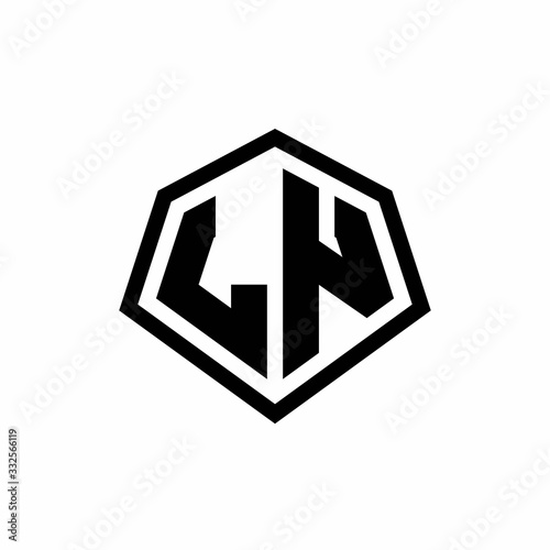 Free Download LN monogram logo with hexagon shape and line rounded style design template - GFXLoad