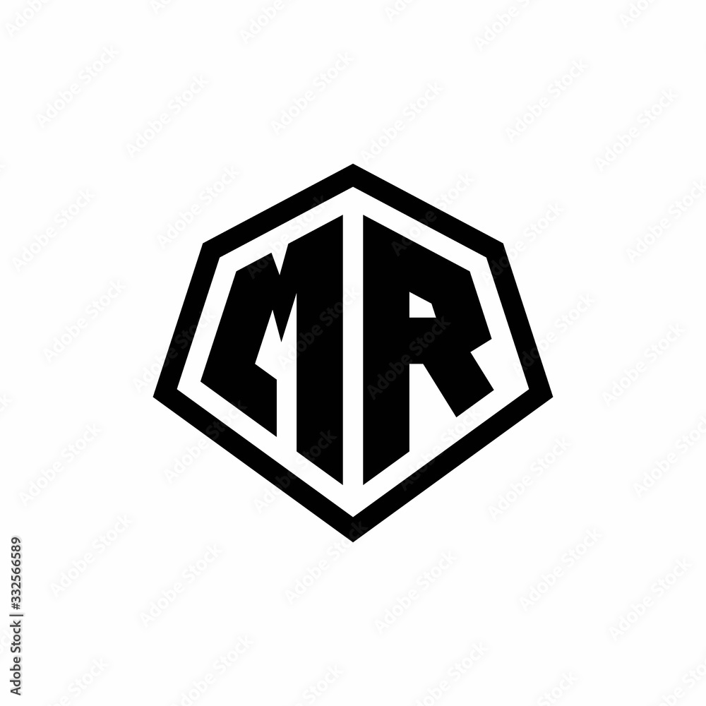 MR monogram logo with hexagon shape and line rounded style design template MR monogram logo with hexagon shape and line rounded style design template