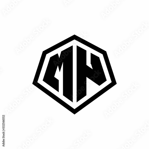 MN monogram logo with hexagon shape and line rounded style design template