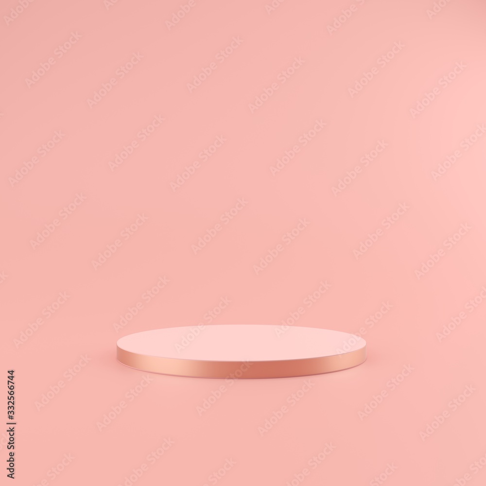 Pastel pink and rose gold podium for advertising and marketing. Minimal stand 3d illustration. Pastel pink and rose gold podium for advertising and marketing. Minimal stand 3d illustration.