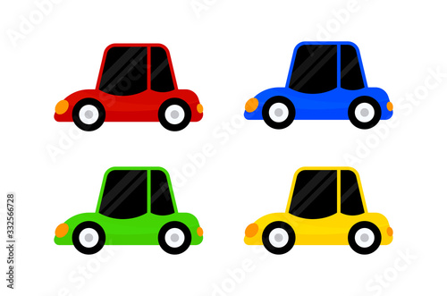 car vehicle red blue green yellow color isolated on white  clip art cartoon vehicle car cute for kid concept  illustration car toy for kids learning  auto car vehicle icon toy colorful  simple vehicle