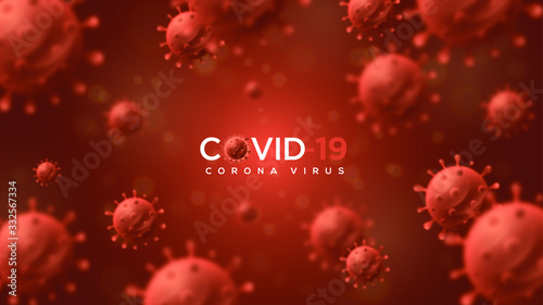 Corona virus Background with illustrations of red blurred bacteria. photo