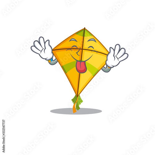 Funny face kite mascot design style with tongue out