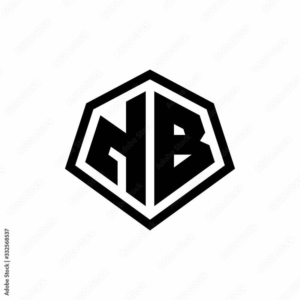 NB monogram logo with hexagon shape and line rounded style design template NB monogram logo with hexagon shape and line rounded style design template