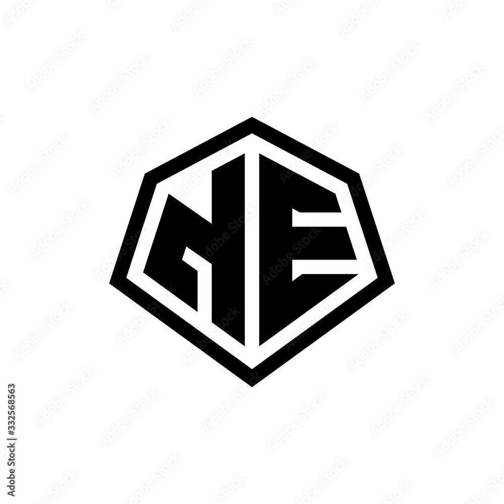 NE monogram logo with hexagon shape and line rounded style design template NE monogram logo with hexagon shape and line rounded style design template