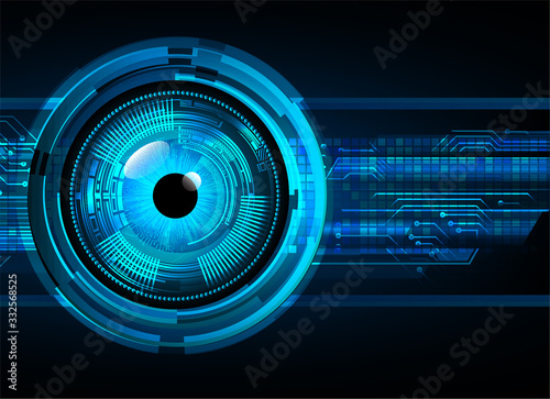 Blue eye cyber circuit future technology concept background