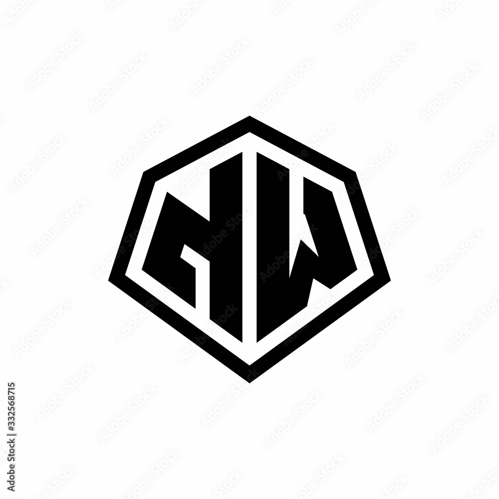 NW monogram logo with hexagon shape and line rounded style design template NW monogram logo with hexagon shape and line rounded style design template