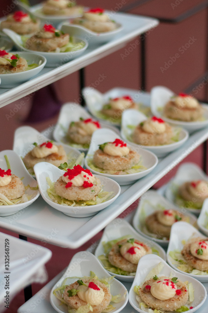 canape on white platter