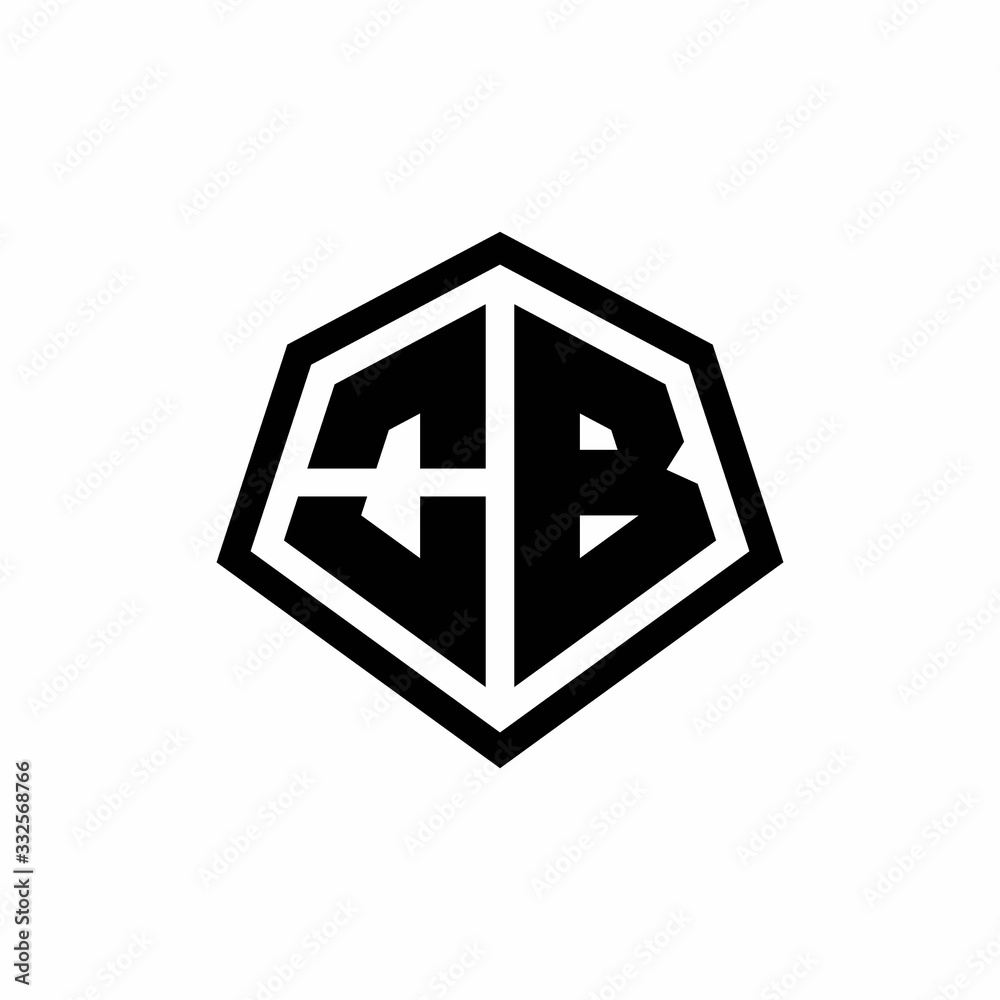 OB monogram logo with hexagon shape and line rounded style design template OB monogram logo with hexagon shape and line rounded style design template