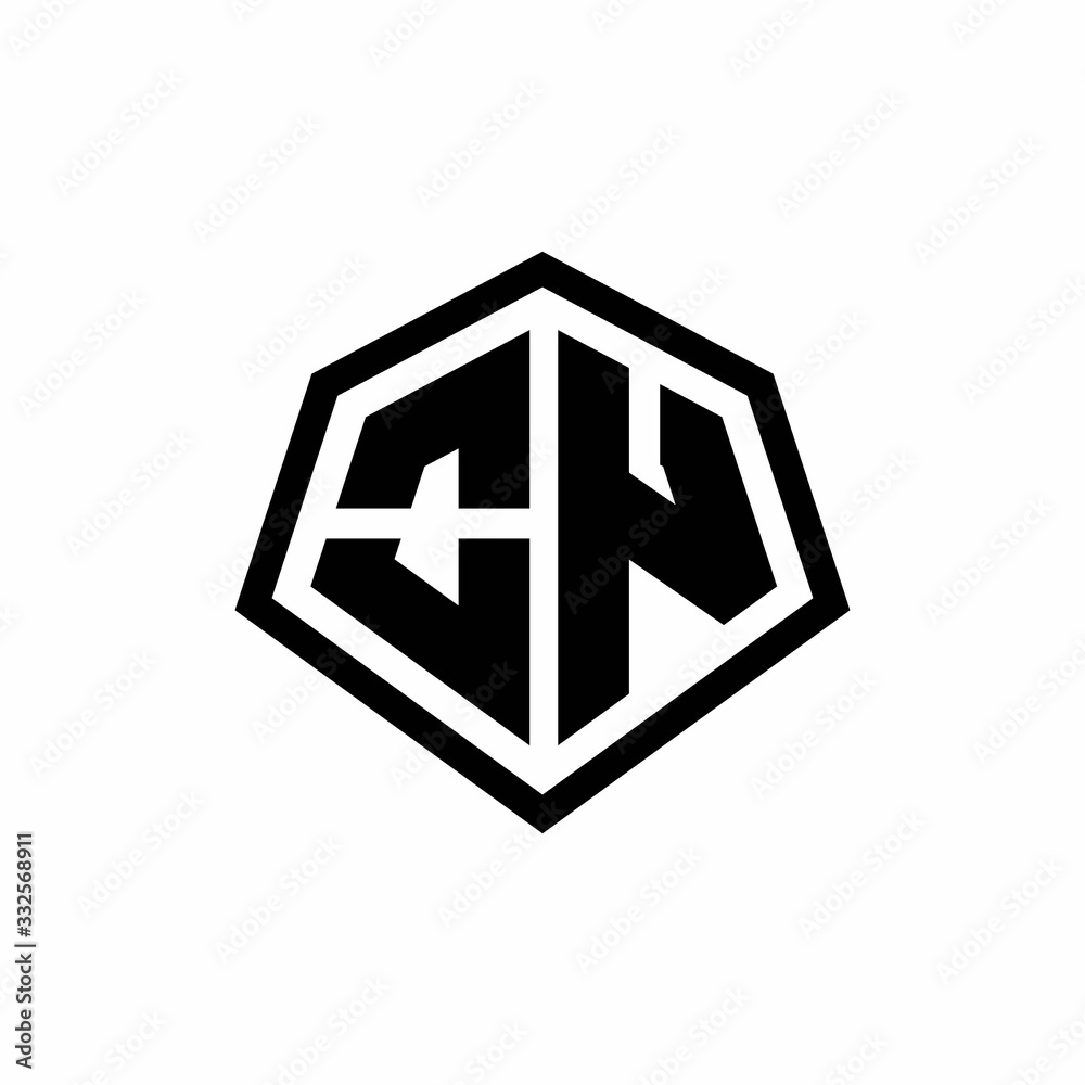 ON monogram logo with hexagon shape and line rounded style design template ON monogram logo with hexagon shape and line rounded style design template
