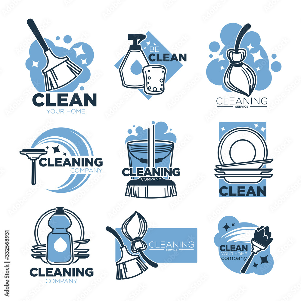 Cleaning service isolated icons, clean tools for housekeeping Stock ...