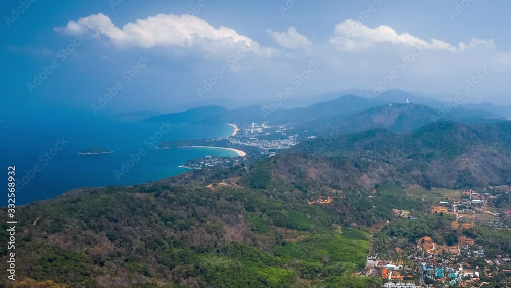 Aerial hyperlapse of the island of Phuket with its beaches and mountains. Thailand Aerial hyperlapse of the island of Phuket with its beaches and mountains. Thailand