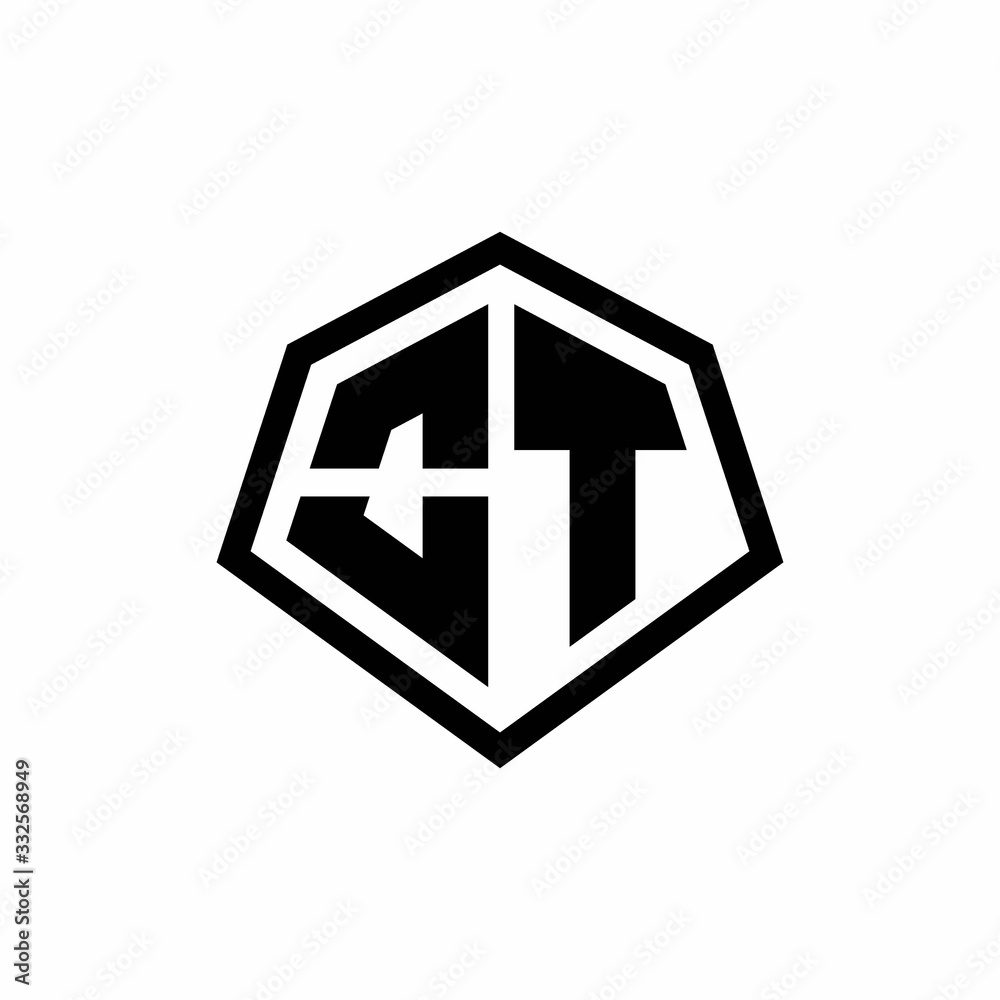 OT monogram logo with hexagon shape and line rounded style design template OT monogram logo with hexagon shape and line rounded style design template