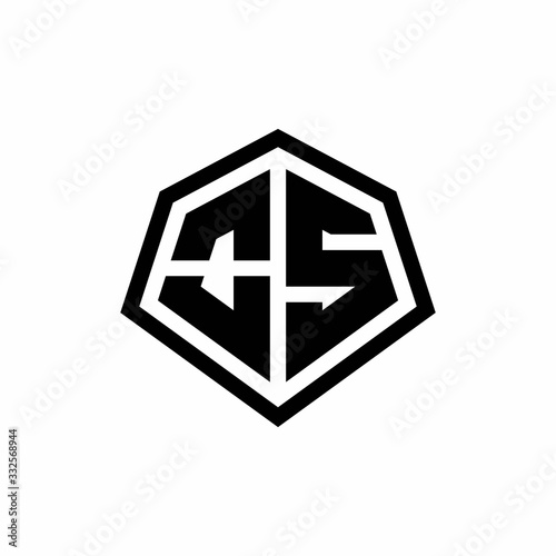 Free Download OS monogram logo with hexagon shape and line rounded style design template - GFXLoad