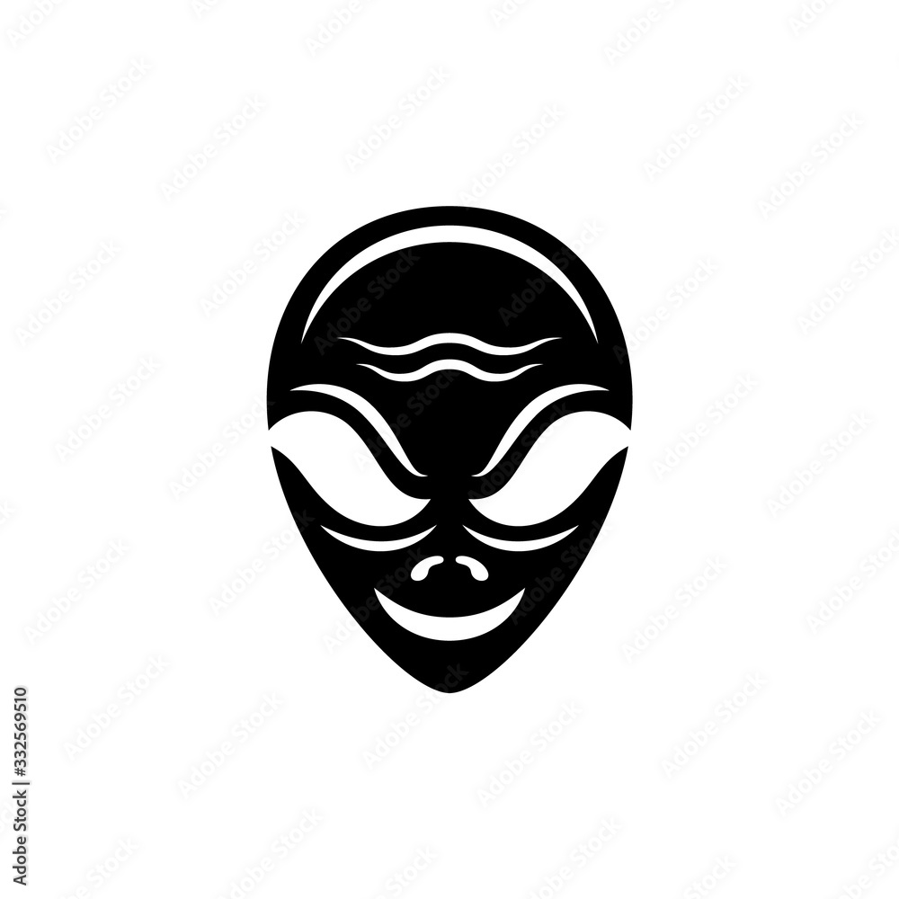Alien head vector icon on a white background.