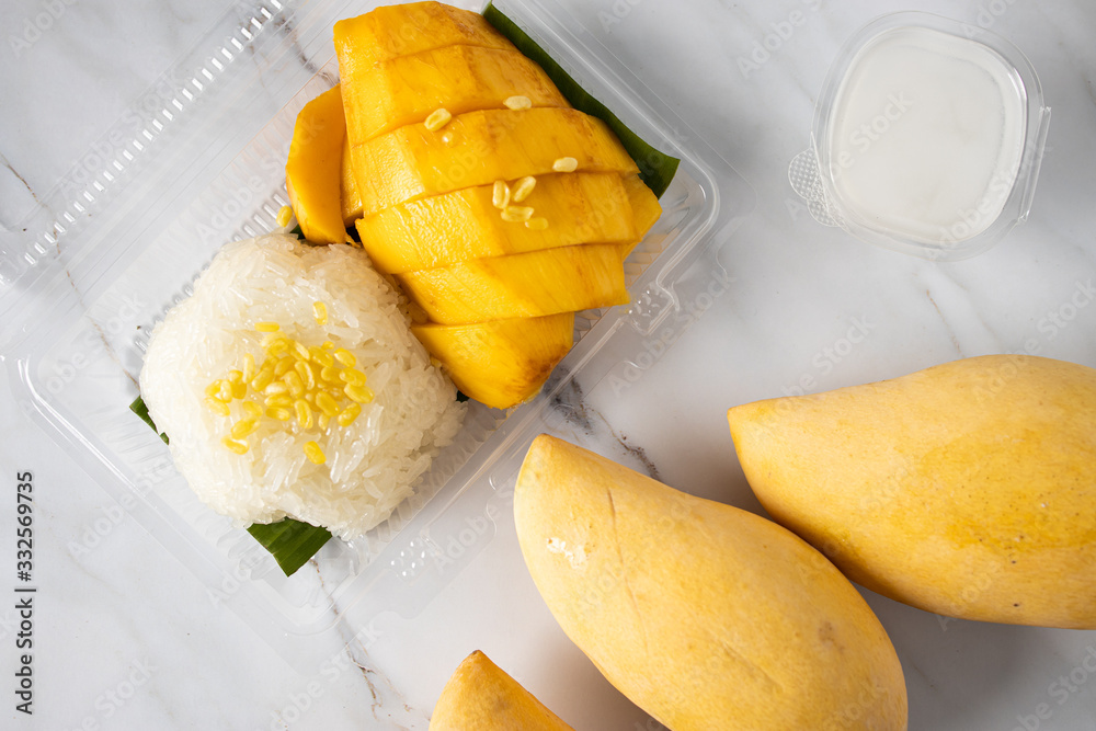 Mangoes Sticky Rice with Coconut Milk Stock Photo | Adobe Stock