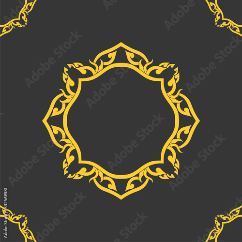 abstract background seamless pattern with thai pattern. yellow thai pattern line on black background.