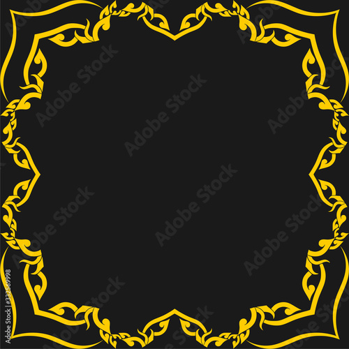 abstract background with thai pattern. yellow thai pattern line on black background.
