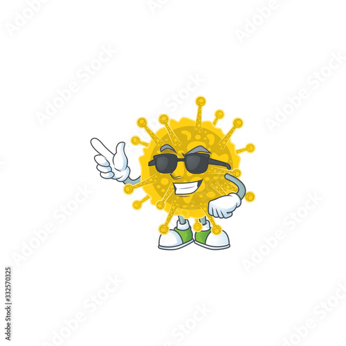 Cute coronavirus pandemic cartoon character design style with black glasses