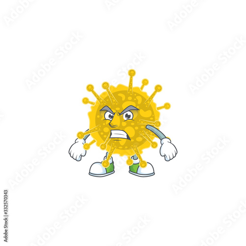 Charming coronavirus pandemic mascot design style waving hand