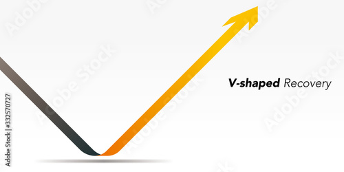 V-shaped recovery arrow vector illustration