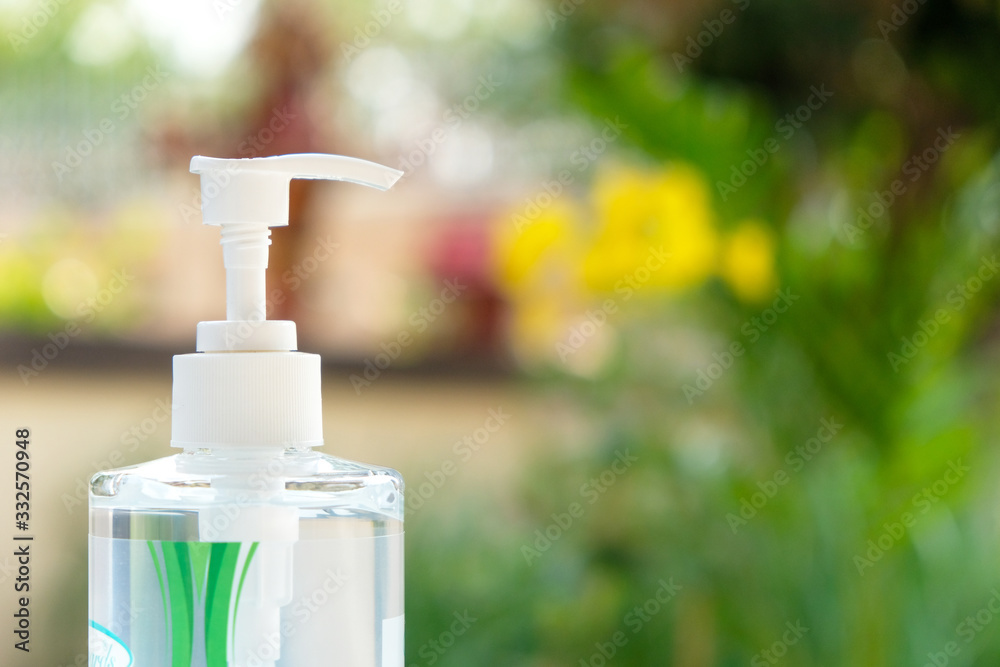 Bottle of alcohol gel to wash hands to kill the corona virus Bottle of alcohol gel to wash hands to kill the corona virus