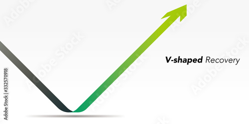 V-shaped recovery arrow vector illustration