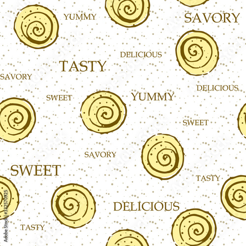 delicious cinnamon rolls vector seamless pattern