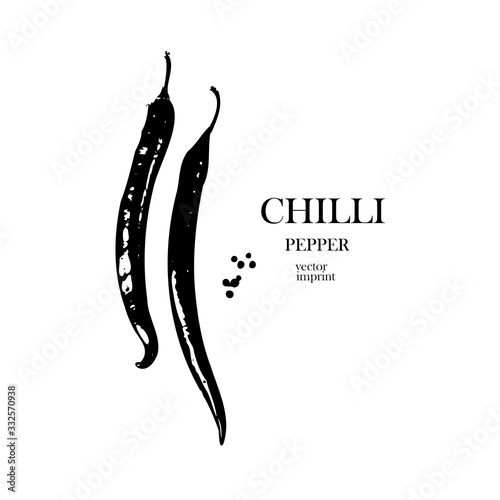vector imprint chili pepper illustration