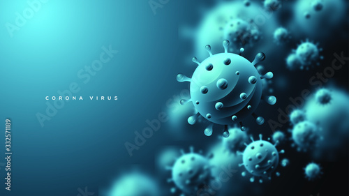 Corona virus Background with illustration of Blurred 3d bacteria. photo