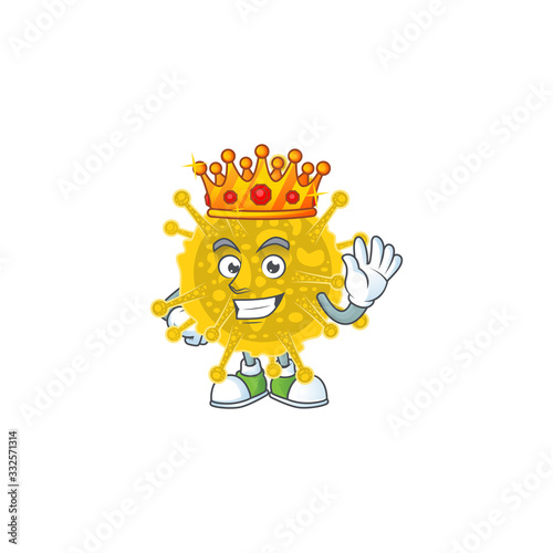 A Charismatic King of coronavirus pandemic cartoon character design