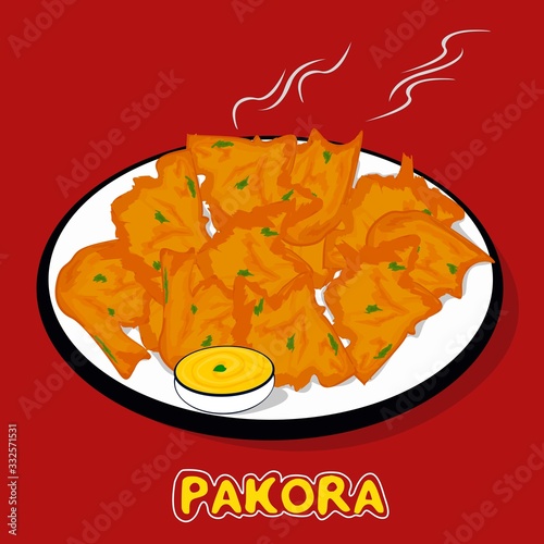 Pakora or Bhajia indian Street Food Vector