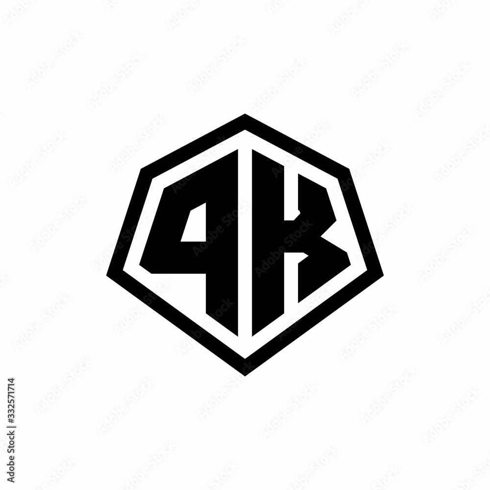 PK monogram logo with hexagon shape and line rounded style design template PK monogram logo with hexagon shape and line rounded style design template