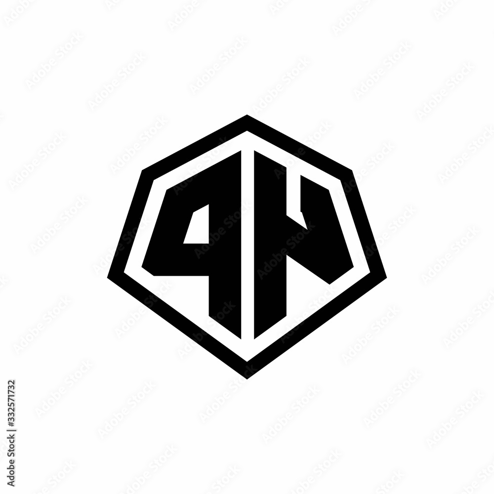 PN monogram logo with hexagon shape and line rounded style design template PN monogram logo with hexagon shape and line rounded style design template